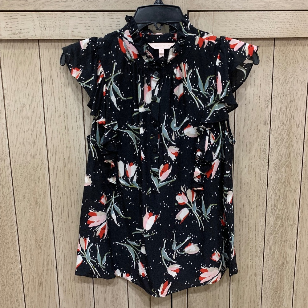 Rebecca Taylor Silk Floral Print Top, Size 4.